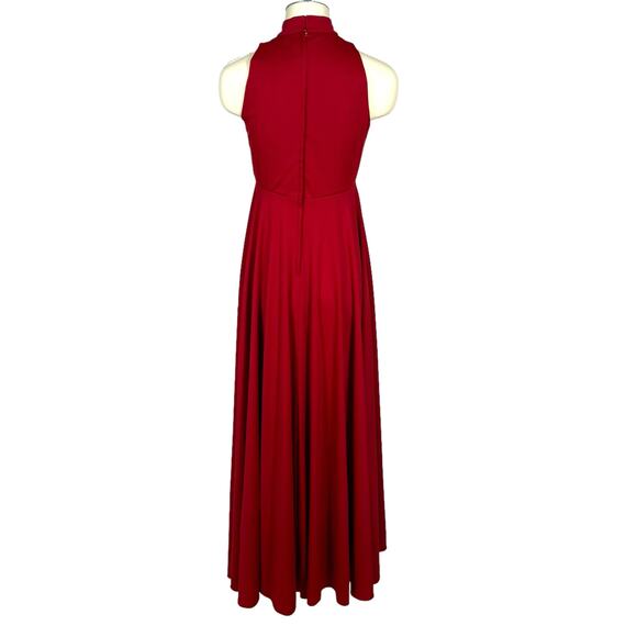 Vintage Maxi Dress Small Maroon Sleeveless Mock Neck High-Waist Back Zip USA - Picture 7 of 11